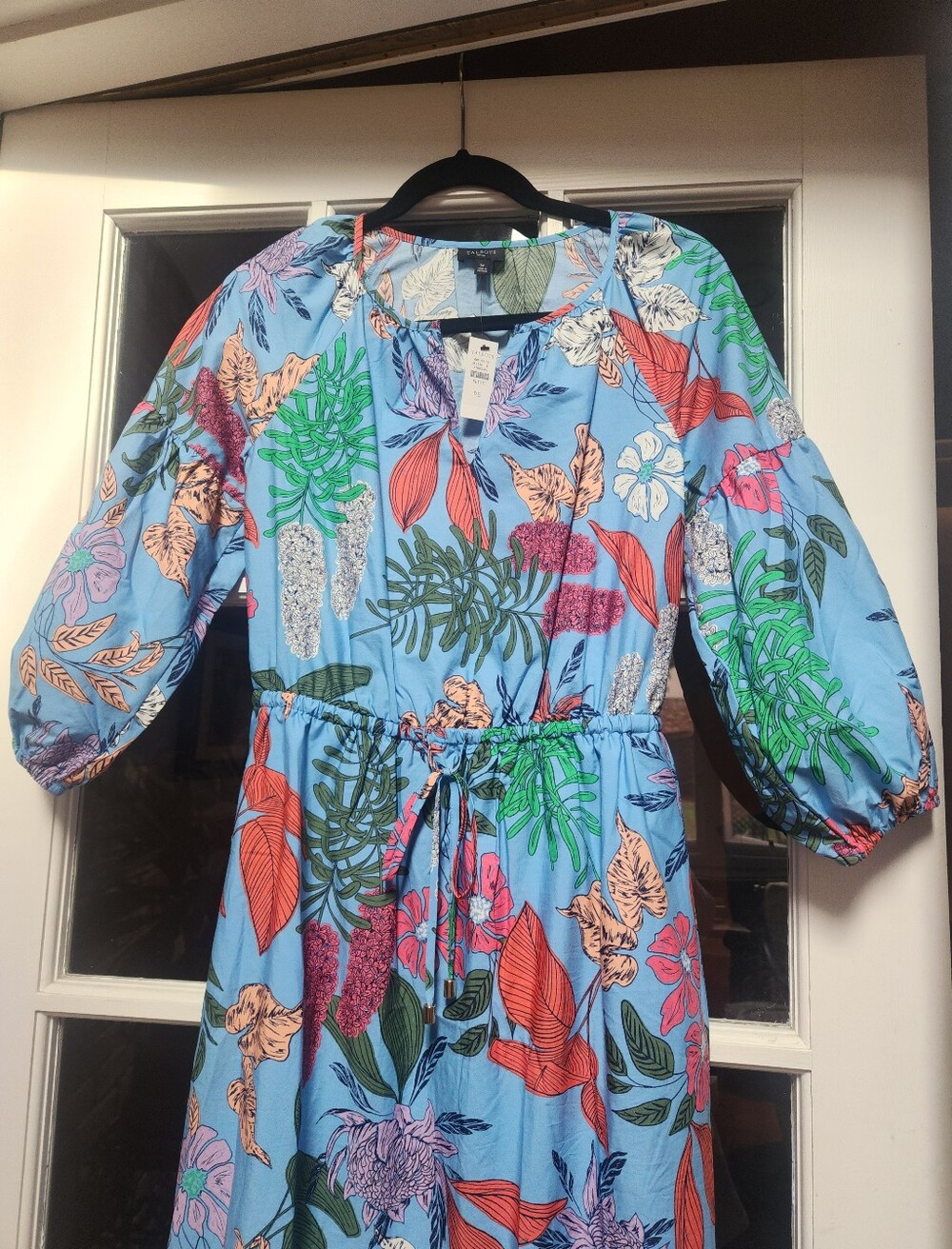 Talbot's NWT Multi-Colored Dress In Floral Print With Ruffle Hem; Petite Small - Picture 2 of 10